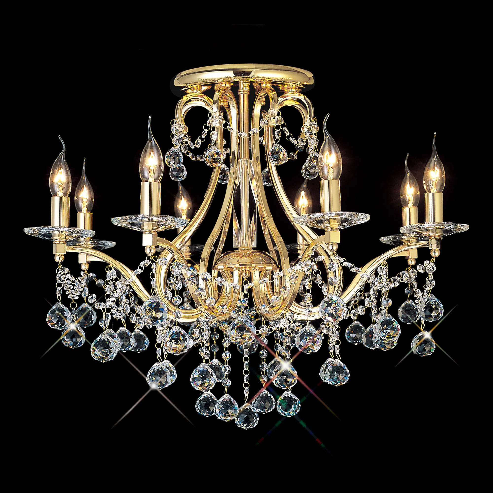 Bianco Crystal Ceiling Lights Diyas Multi Arm Crystal Fittings